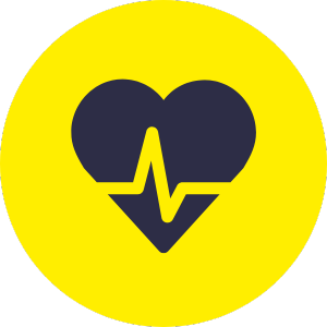 Icon mit Herz, durch das eine EKG-Linie läuft