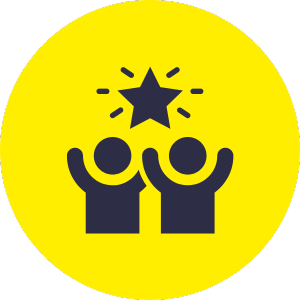 Icon mit 2 sich freuenden Personen und einem Stern darüber