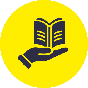 Icon mit Hand, die ein Buch hält